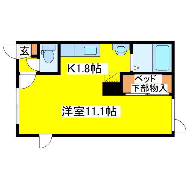 ヘルメス大曲AP(1K/1階)の間取り写真
