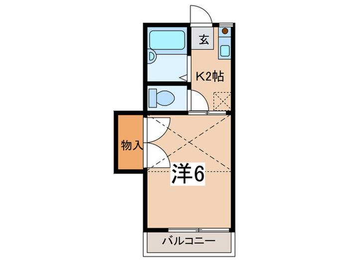 グレースハイツⅡ(1K/1階)の間取り写真