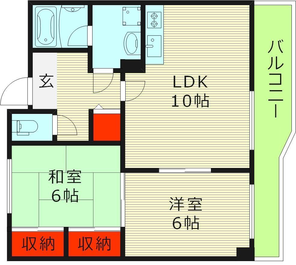 OWLET諸口(2LDK/2階)の間取り写真