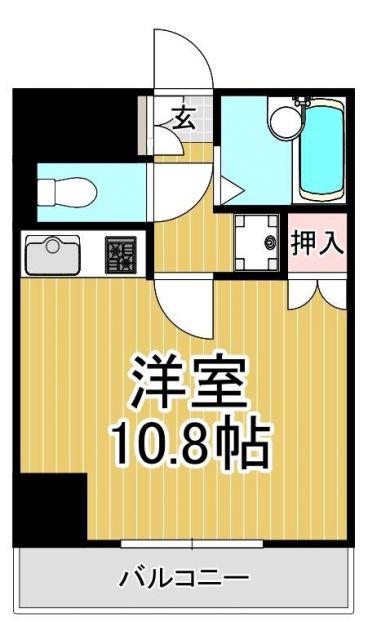 PRESIDENT荒田八幡(ワンルーム/4階)の間取り写真