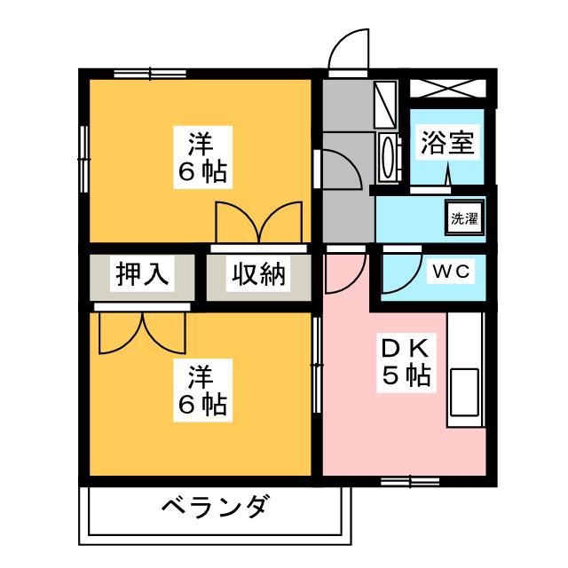 エクアールA(2DK/3階)の間取り写真