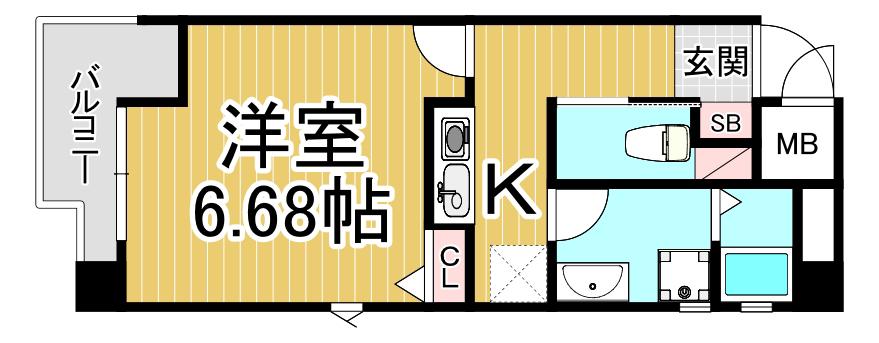 ONLY ONE小花(1K/2階)の間取り写真