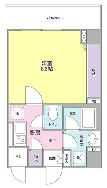 ルミエール門前仲町(1K/4階)の間取り写真