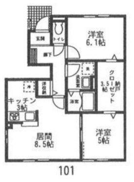 エクレール桜並木A(2LDK/1階)の間取り写真