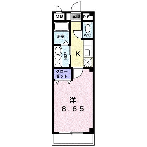 エスパソ諏訪(1K/2階)の間取り写真