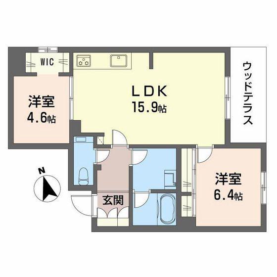 シャーメゾン ラ テラ(2LDK/1階)の間取り写真