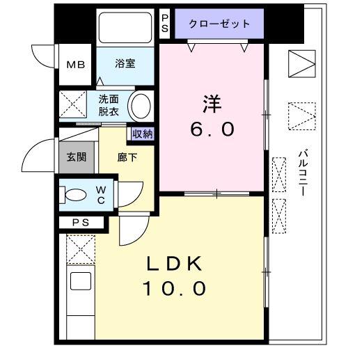 グレイス アベニュー(1LDK/6階)の間取り写真