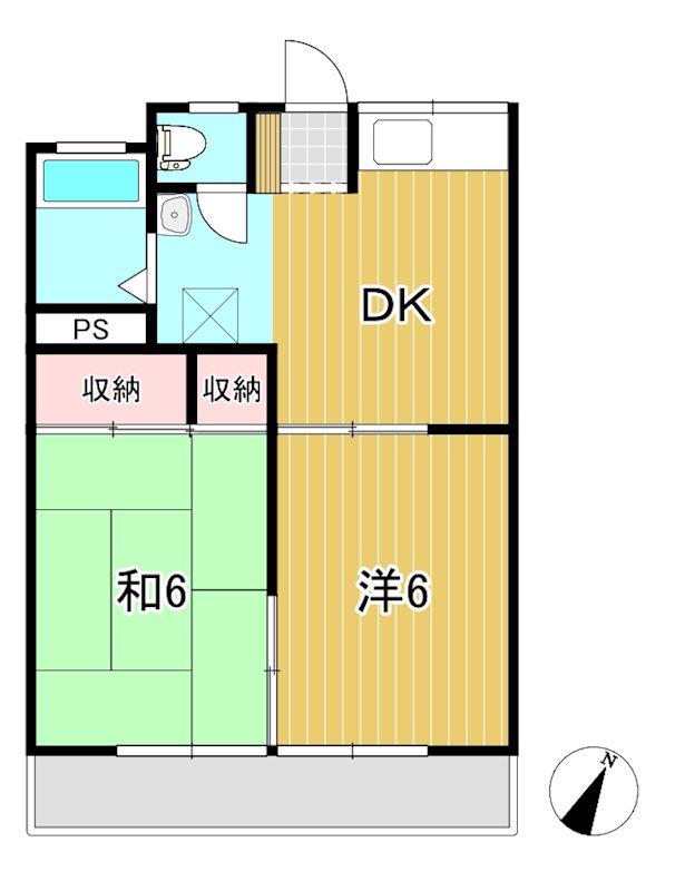 コーポ末広5(2DK/1階)の間取り写真