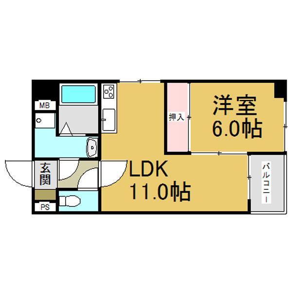 アーク上前津ビル(1LDK/4階)の間取り写真