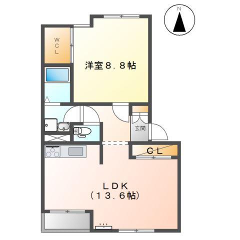 ミロワール・M(1LDK/2階)の間取り写真