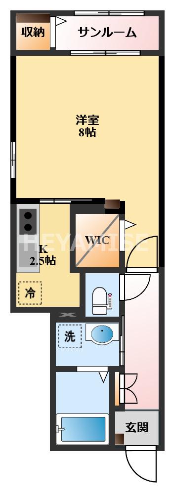 プルミエール(1K/1階)の間取り写真