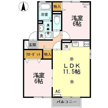 清水崎ハウスA(2LDK/2階)の間取り写真