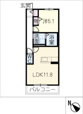 BIJOU.DE.YSII(1LDK/1階)の間取り写真