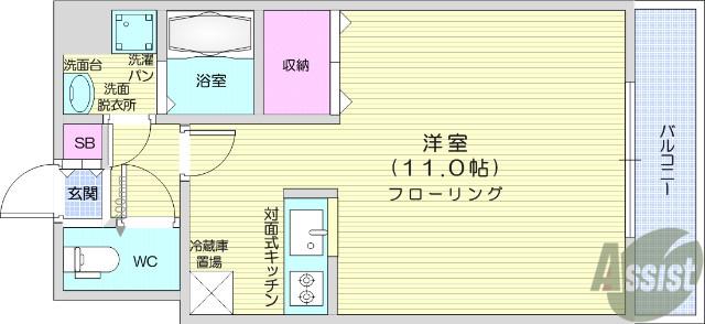サンヒルズ(ワンルーム/4階)の間取り写真