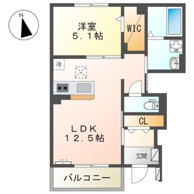 ロイヤルプレース(1LDK/1階)の間取り写真