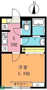 ツルテラス(1K/2階)の間取り写真