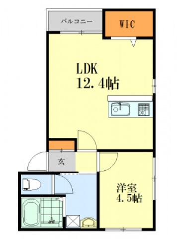 リノリノアパートメント観音新町(1LDK/3階)の間取り写真