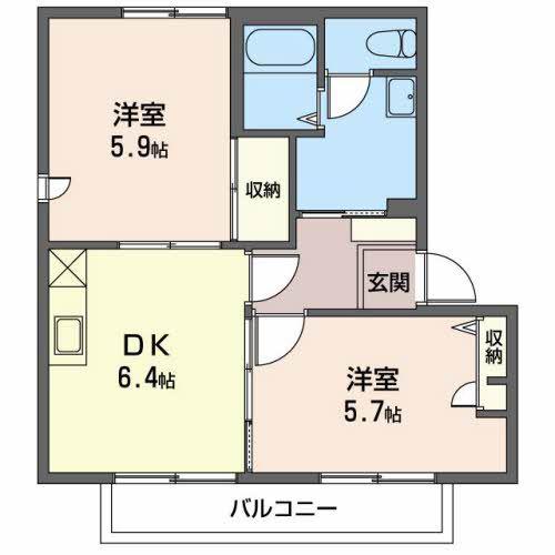 クレセールさくら(2DK/2階)の間取り写真