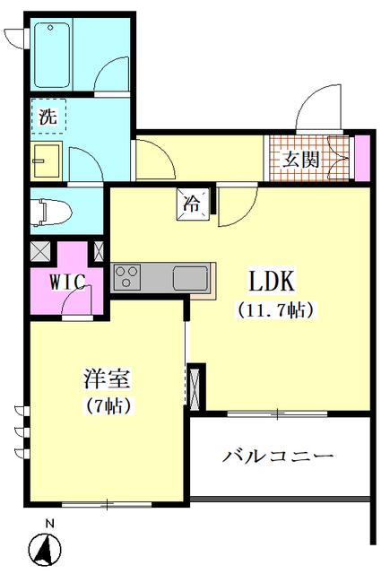シンフォニア(1LDK/2階)の間取り写真