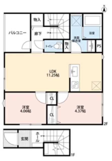 リーブルファイン練馬西大泉(2LDK/2階)の間取り写真