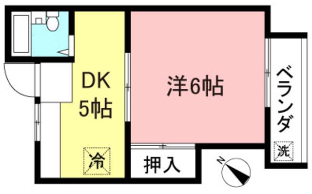 ハイツ岩田(1DK/2階)の間取り写真