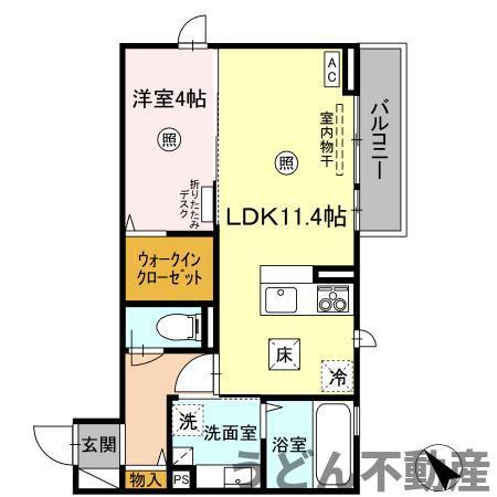 カーサ・デ・津森(1LDK/1階)の間取り写真