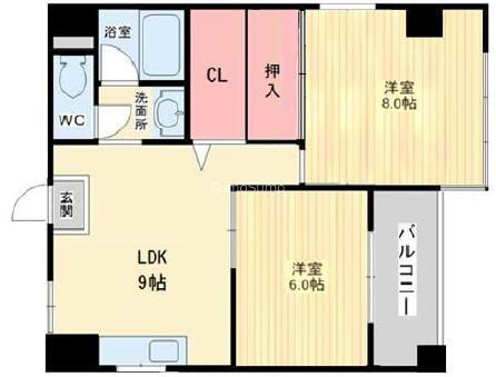 ハロー21(2LDK/2階)の間取り写真