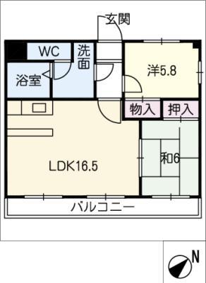 ボヌールM(2LDK/3階)の間取り写真