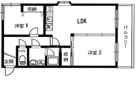 コスモリード横浜反町(2LDK/3階)の間取り写真