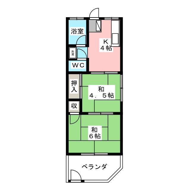 鎌倉コーポ(2K/1階)の間取り写真