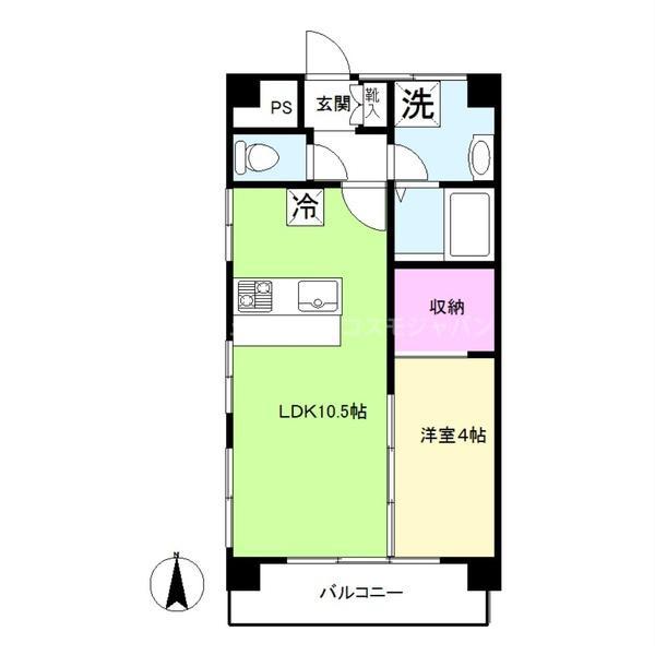 コスモ千鳥(1LDK/2階)の間取り写真