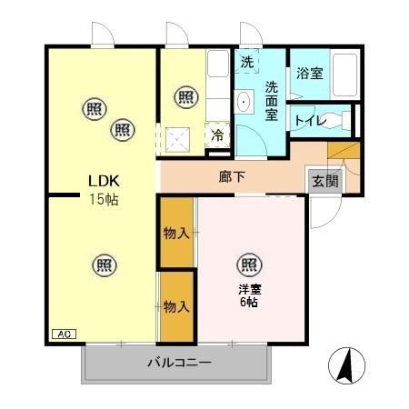 メゾン志藤B(1LDK/1階)の間取り写真