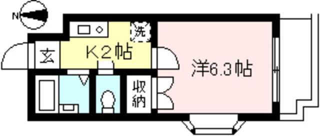 ハイツメロディアス(1K/2階)の間取り写真
