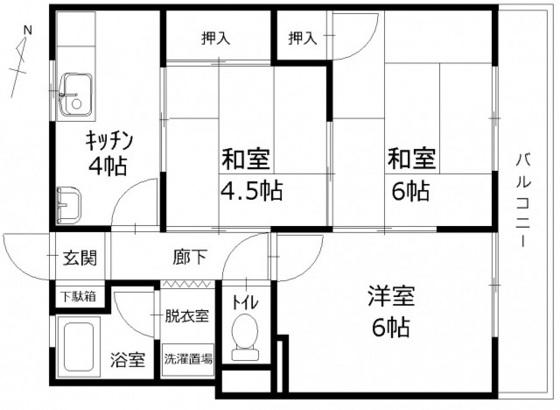 コーポ洋光(3K/2階)の間取り写真