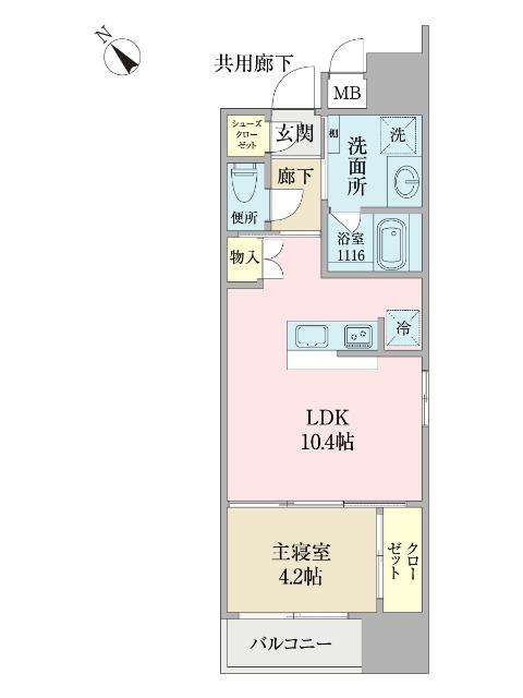 LINO高宮(1LDK/6階)の間取り写真