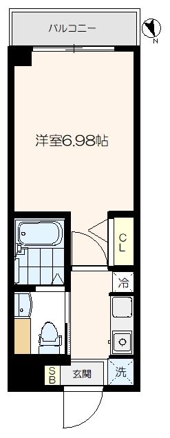 伏見マンション(1K/2階)の間取り写真