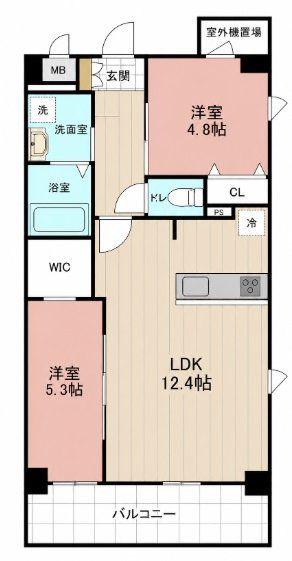 MDI VISTA MARE門司駅前(2LDK/6階)の間取り写真