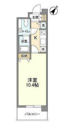 ヴィエント中目黒(1K/4階)の間取り写真