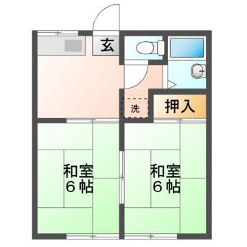 アスパラハイツ(2DK/1階)の間取り写真