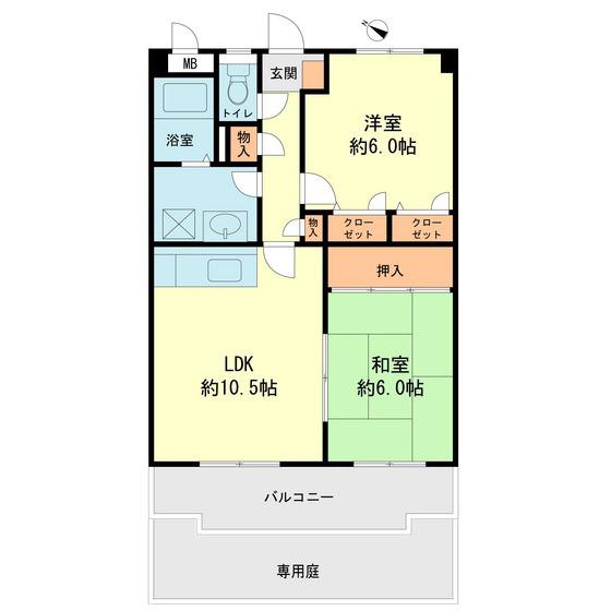 アネックスけやき通(2LDK/1階)の間取り写真