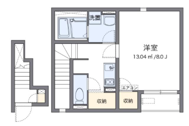 クレイノメゾンドソレイユ(1K/2階)の間取り写真