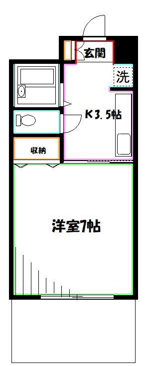 ユーキサンハイツ(1K/1階)の間取り写真
