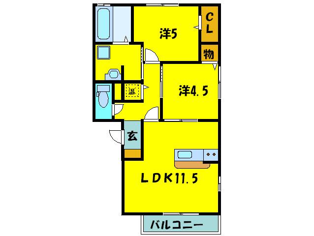 エクレール天美我堂(2LDK/3階)の間取り写真