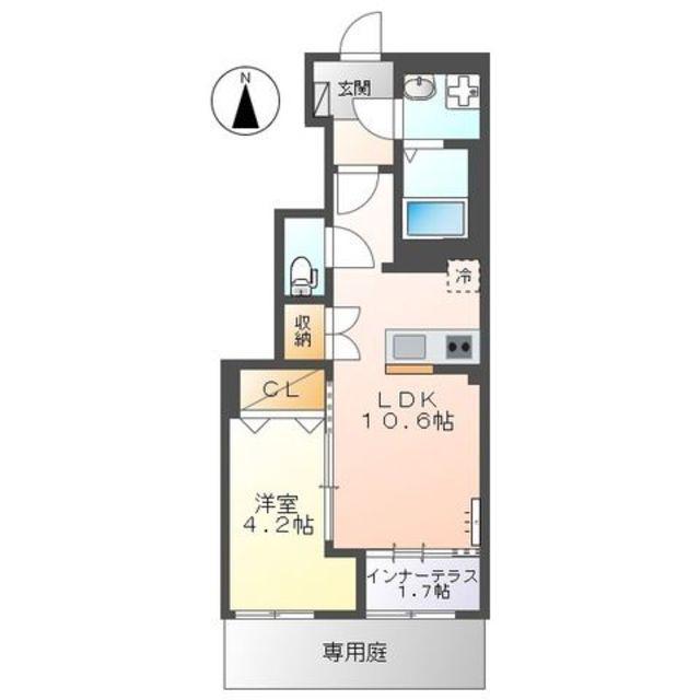 宮前区平5丁目アパート(1LDK/1階)の間取り写真