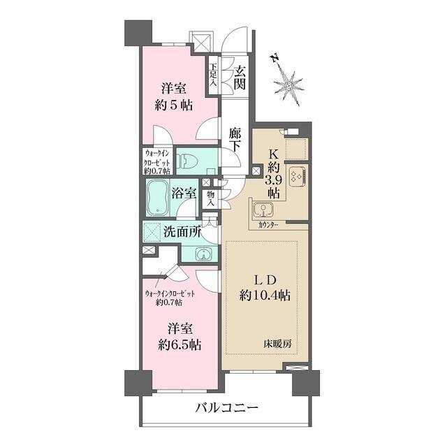 ザ・パークハウス横浜伊勢町(2LDK/4階)の間取り写真