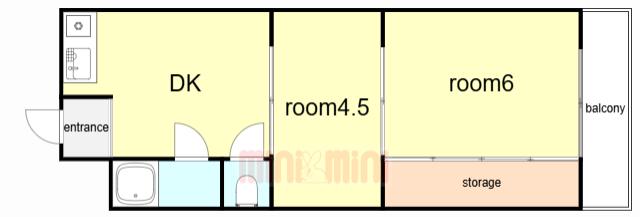 本町マンション(2DK/2階)の間取り写真