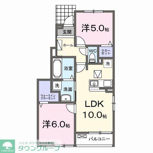 JO TOWN III(2LDK/1階)の間取り写真