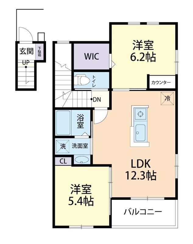 パストラルコート 坂東(2LDK/2階)の間取り写真