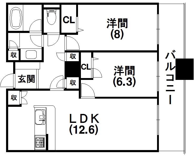 DSTOWER(2LDK/8階)の間取り写真