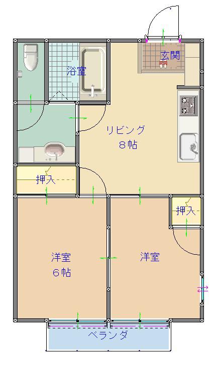セレクトT(2DK/1階)の間取り写真